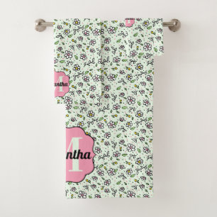 Hübsche Doodle-Gänseblümchen-Blumen Süßes Muster M Badhandtuch Set