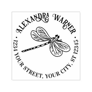 Hübsche Dragonfly-Silhouette Nr. 3 Rücksendeadress Permastempel