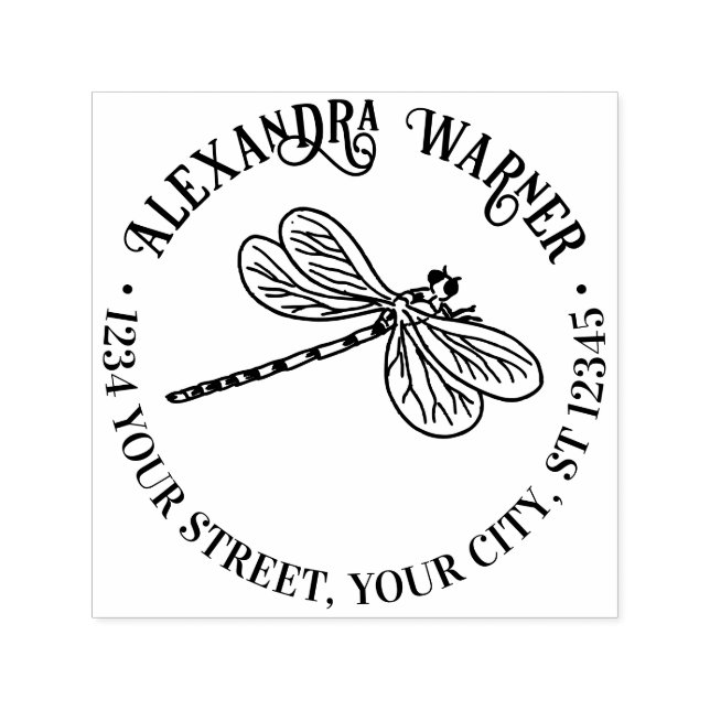 Hübsche Dragonfly-Silhouette Nr. 3 Rücksendeadress Permastempel (Design)