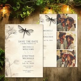 Hübsche Dragonfly Vintag Journal Foto Hochzeit Save The Date
