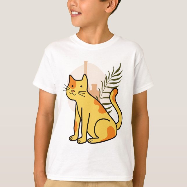 Hübsche Dreifarbenkatze Botanisch T-Shirt (Vorderseite)