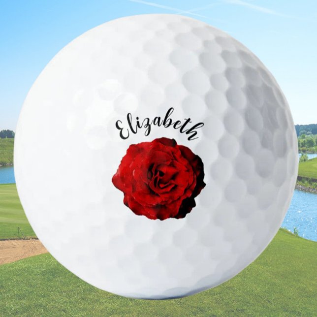Hübsche dunkle rote Rose Blume individuelle Name L Golfball (Von Creator hochgeladen)