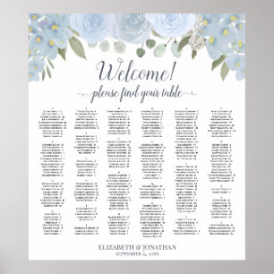 Hübsche Dusty Blue Rose Alphabetisches Seekarte Poster