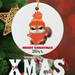Hübsche Eichhörnchen-Weihnachtsmannmütze Frohe Wei Ornament Aus Glas