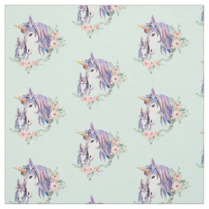 Hübsche Einhorn-Mama & Baby Wasserfarbenmuster Stoff