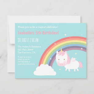 Hübsche Einhorn-Mini-Flügel Regenbogen-Geburtstags Einladung