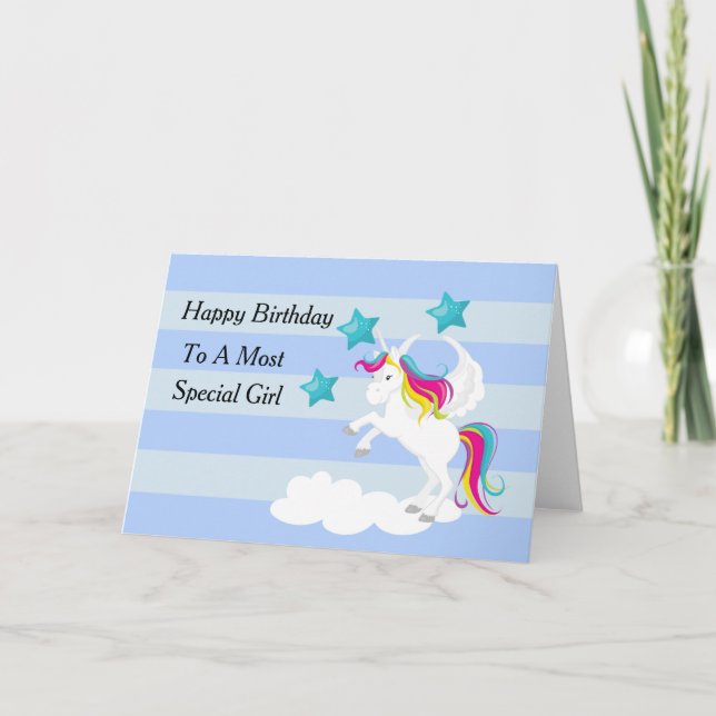 Hübsche Einhorn- und Blausteine Karte (Vorderseite)