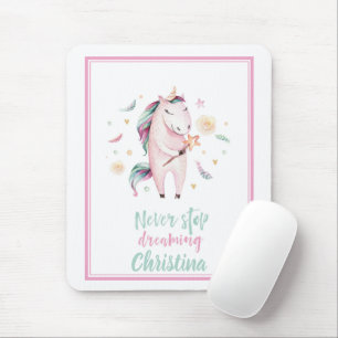 Hübsche Einhorn-Zauberstab-Rosa-Girl Mousepad
