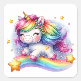 Hübsche Einhornkleber Quadratischer Aufkleber