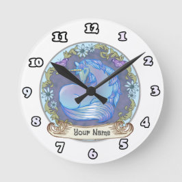 Hübsche Einhornuhr Runde Wanduhr