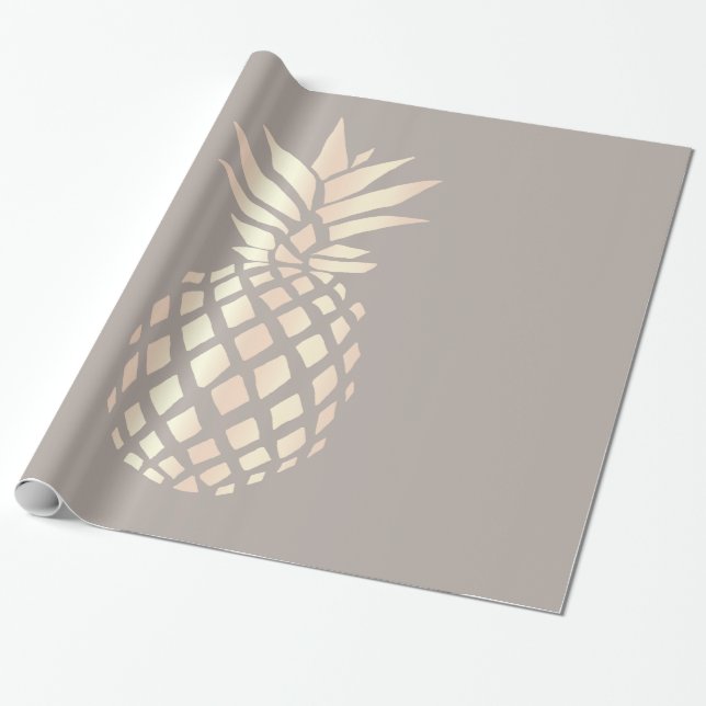 Hübsche, elegante Ananas- und Graugold-Rose Geschenkpapier (Ungerollt)