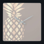 Hübsche elegante kupferne Rosengoldananas u. -GRAU Quadratische Wanduhr<br><div class="desc">Rosen-Goldananas des modernen Imitats kupferne.</div>