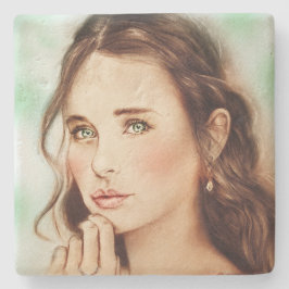 Hübsche Elegante Lady Stone Untersetzer, Vintag Ar Steinuntersetzer