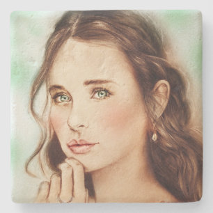 Hübsche Elegante Lady Stone Untersetzer, Vintag Ar Steinuntersetzer