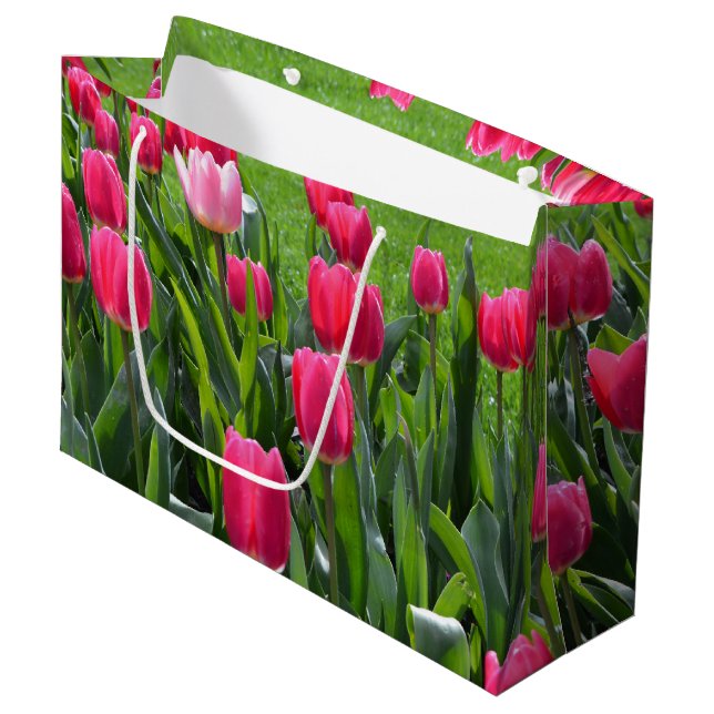 hübsche, elegante Tulpenpantoletten, frische Frühl Große Geschenktüte (Vorderseite Schrägansicht)