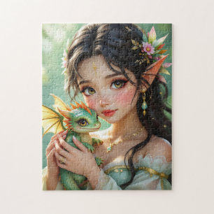 Hübsche elfenhafte Fee & Drache Ätherisch Puzzle