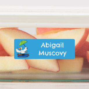 Hübsche Ente mit Regenschirm personalisierter Cart Etiketten