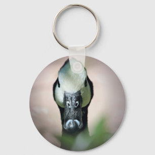 Hübsche Ente mit weißem Gesicht und schwarzem Schn Schlüsselanhänger