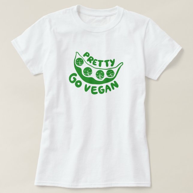 Hübsche Erbsen Bitte gehen Sie Vegan Niedliche Puf T-Shirt (Design vorne)