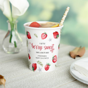 Hübsche Erdbeere 'Berry Sweet' Babyparty Pappbecher