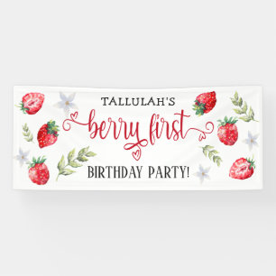 Hübsche Erdbeere 'Erdbeere zuerst' 1. Geburtstag Banner