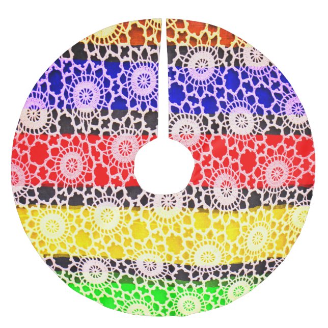 Hübsche extravagante Festkunst Polyester Weihnachtsbaumdecke (Vorderseite)