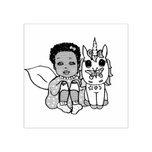Hübsche Fairy mit Unicorn Gummistempel
