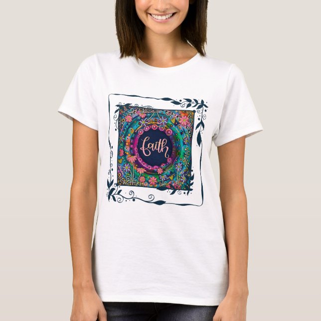 Hübsche Faith Floral Blätter Inspirivity T - Shirt (Vorderseite)