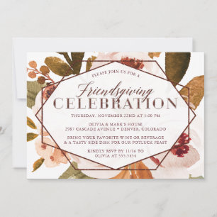 Hübsche Fall Floral Friendsgiving Feier Einladung
