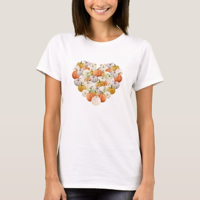 Hübsche Fall Pumpkins im Herzen T-Shirt (Vorderseite)