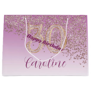 Hübsche fallende Rose Gold Glitter 30. Geburtstag Große Geschenktüte