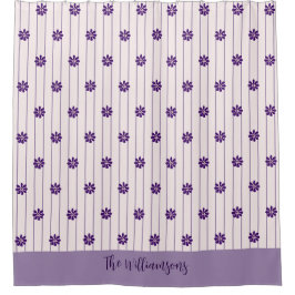 Hübsche Familienname Blush & Violet Streifen, Blum Duschvorhang