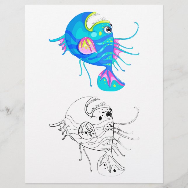 Hübsche fancy Fisch Malvorlage Flyer (Vorne)