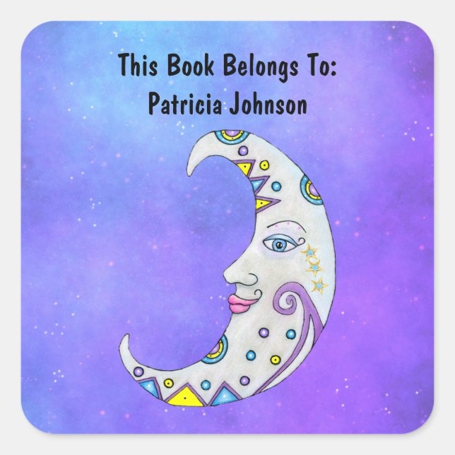 Hübsche Fantasie Crescent Moon Helle Dekoration Sk Quadratischer Aufkleber (Vorderseite)