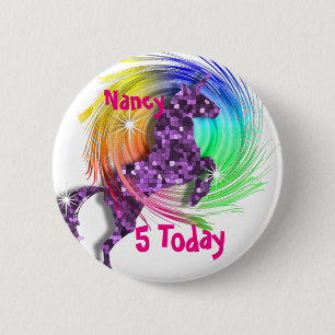 Hübsche Fantasie Regenbogen Einhorn Personalisier Button