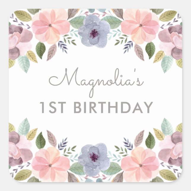 Hübsche Farbe der Blume Geburtsname Quadratischer Aufkleber (Vorderseite)