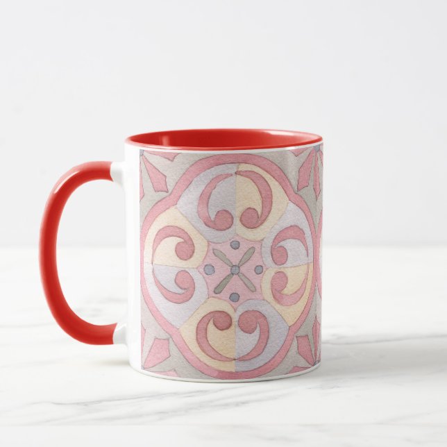 Hübsche Farben, klassisch, floral rosa, grün, rot Tasse (Links)