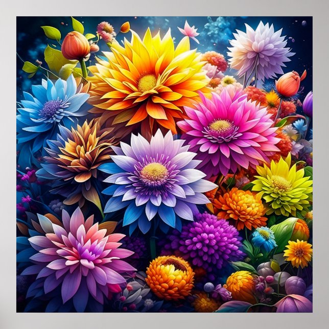 Hübsche Farben Wasserfarben Kunst, Dichtung und Mu Poster (Vorne)