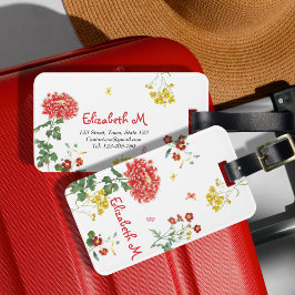 Hübsche Farbenfrohe FLower Garden Handgezeichnet Gepäckanhänger