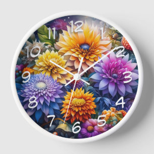 Hübsche Farbenfrohe Kunst Blume Uhr