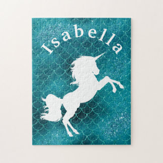 Hübsche farbenfrohe Meerjungfrau Einhorn Personali Puzzle