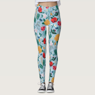 Hübsche Farbenfrohe Wildblume Lichtblau Design Leggings