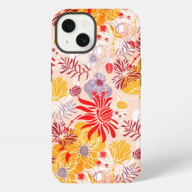 Hübsche farbige abstrakte Blumen iPhone Hülle (Rückseite)