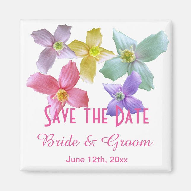 Hübsche farbige Blume Save the Date Magnet (Vorne)