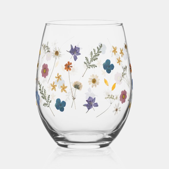 Hübsche farbige Wildblumen Weinglas Ohne Stiel (Vorderseite)