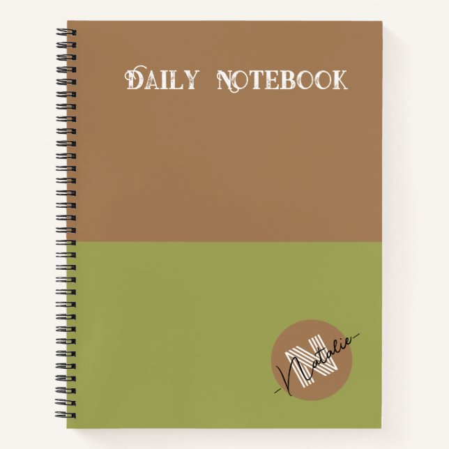 Hübsche Farbstoffe Grün und Braun Personalisierte  Notizbuch (Vorderseite)