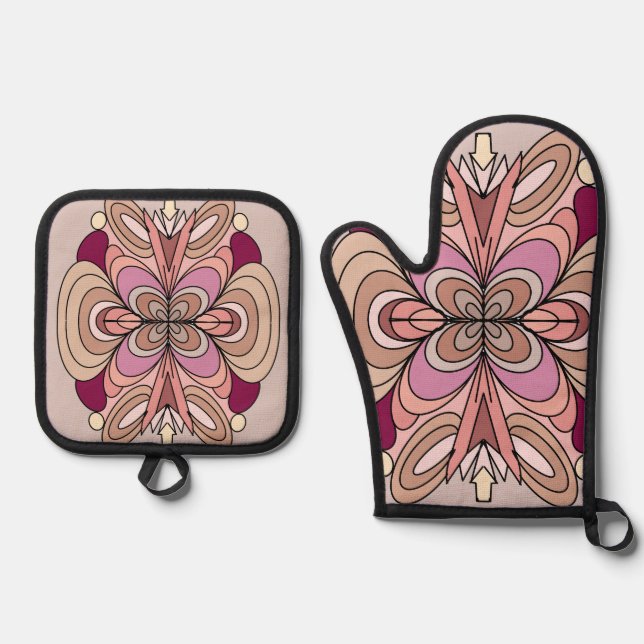 Hübsche Farbtöne Oven Mitt & Pot Holder Ofenhandschuh & Topflappen-Set (Vorderseite)