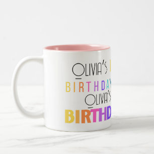 Hübsche Farbtypografie zum Geburtstag Zweifarbige Tasse