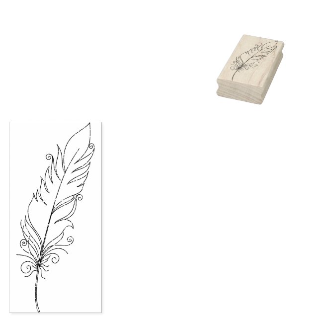 Hübsche Feather-Kontur Gummistempel (Stempel)