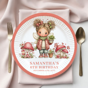 Hübsche Fee 5. Geburtstag Errötende Florale Papier Pappteller